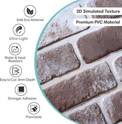 Commomy 10 Pcs Whitewash 3D Brick Peel and Stick Wall Panels - Image 3
