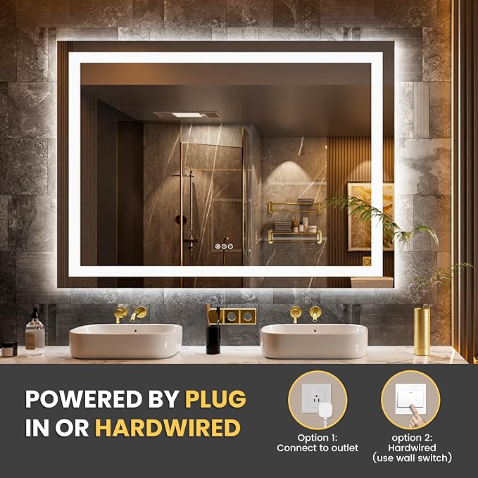 LOAAO 58"x40" LED Bathroom Mirror - Image 6