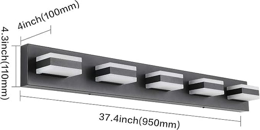 SOLFART Black Bathroom Vanity Lights Over Mirror Dimmable LED Modern Black - Image 2