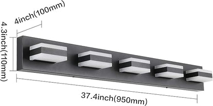 SOLFART Black 5 Light Bathroom Vanity Lights Over Mirror LED Modern Vanity - Image 3