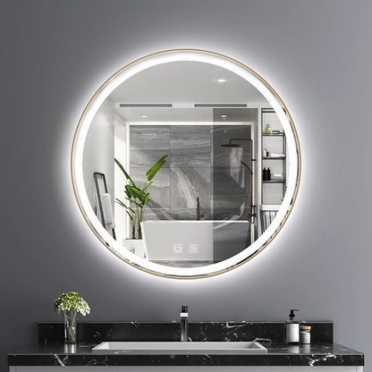 Itrue 36 Inch LED Bathroom Round Mirror, Adjustable Color Temp & Brightness by Villacola