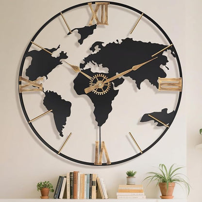 Pytha Sight 20 Inch Large Wall Clock, Modern Decorative Big World Map by Pytha+Sight