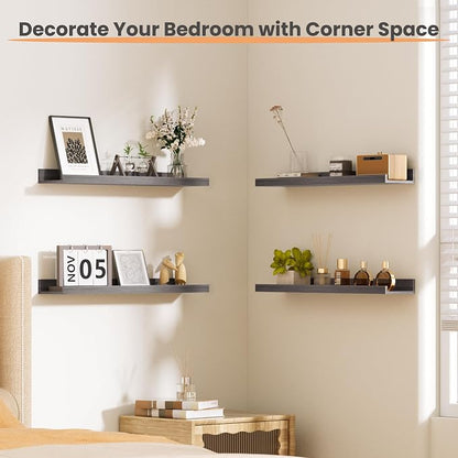 upsimples Floating Shelves for Wall, 23.6 Inch Shelves for Decor Storage Set of - Image 2