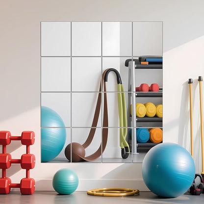 Ruomeng Home Gym Mirrors 14" x 12" x 16Pcs Wall Mounted Mirror Glass Frameless - Image 8