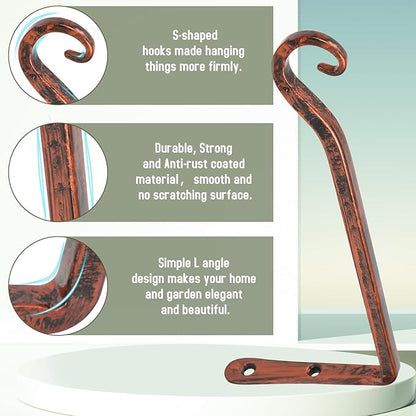 FEED GARDEN 2 Pack 10 Inch Hanging Plant Bracket Wall Hooks Decorative Plant - Image 3