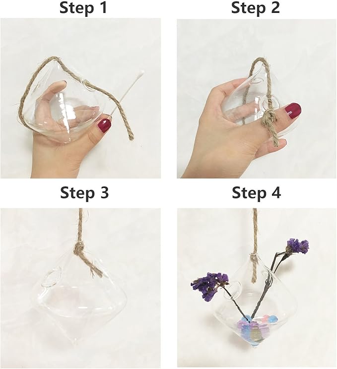 Glass Hanging Planters Indoor Outdoor Plant Pots Water Plant Containers Flower Pots Glass Terrariums Wall Vases 3 Pieces