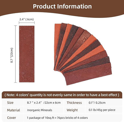 76pcs Red Thin Brick Veneers, Curlable Red Brick Tiles, DIY Accent Walls - Image 2