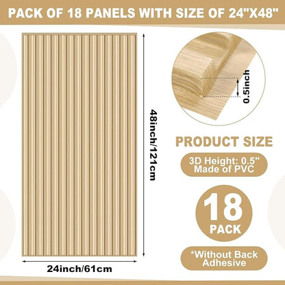 Nuanchu 18 Pack 4x2 FT 3D Slat Wall Panels Large PVC Fluted Panel Decorative - Image 2