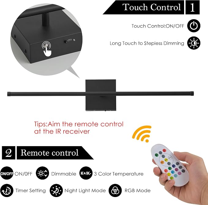 KARTOOSH 24.4 Inch 9 RGB Color Battery Operated Wireless Wall Sconces Set of Two - Image 3