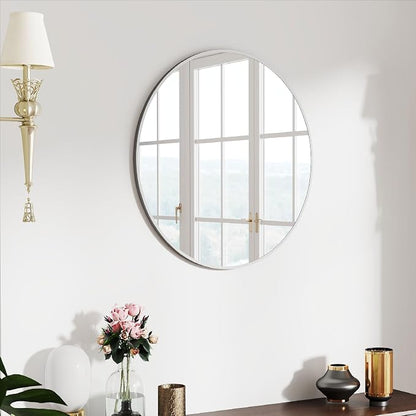 SCWF-GZ 24" Round Mirror Circle Wall Mounted Hanging or Against Wall Aluminum - Image 8
