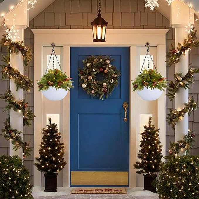 summer flower 2 Pack Self Watering Hanging Planters 9.9 Inch Hanging Baskets Plant Pots for Indoor Outdoor Hanging Plant Holder for Garden Porch Ceiling -White, Plant Not Included