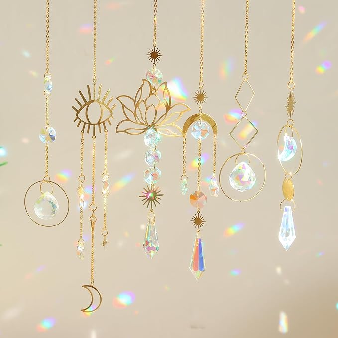 ilclviz Suncatcher Crystal Hanging Sun Catcher Prism with Chain Pendant Ornament Crystal Balls for Window