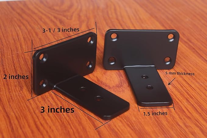 8 Pack - 3 inch Black Hidden L Shelf Bracket Iron Floating Shelf Brackets - Image 2