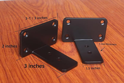 8 Pack - 3 inch Black Hidden L Shelf Bracket Iron Floating Shelf Brackets - Image 2