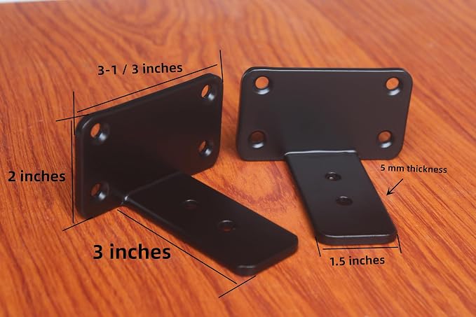 4 Pack - 3 inch Black Hidden L Shelf Bracket Iron Floating Shelf Brackets - Image 2