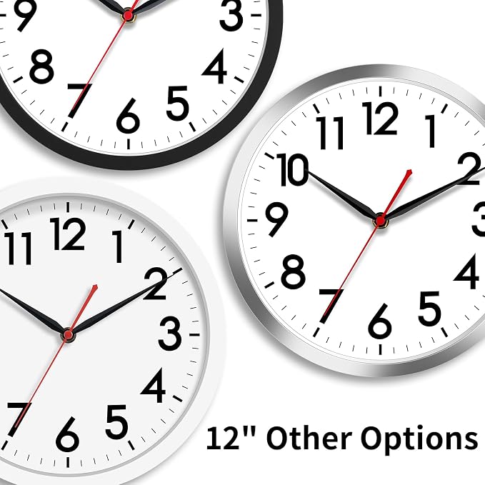 AKCISOT 12 Inch Wall Clock Silent Non Ticking Modern Wall Clocks Battery - Image 5