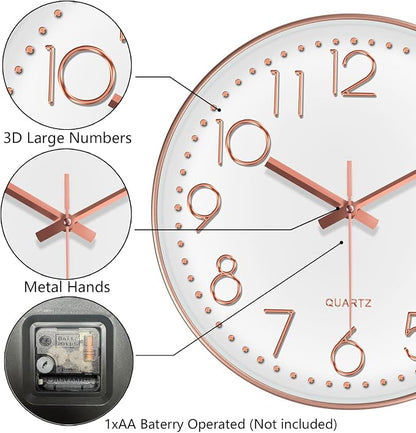 Silent Wall Clocks Battery Operated 8 Inch, Analog Wall Clock - Image 6