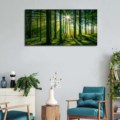 AIYISU Green Forest Canvas Wall Art Sunshine Forest Pictures Wall Decor Nature - Image 2