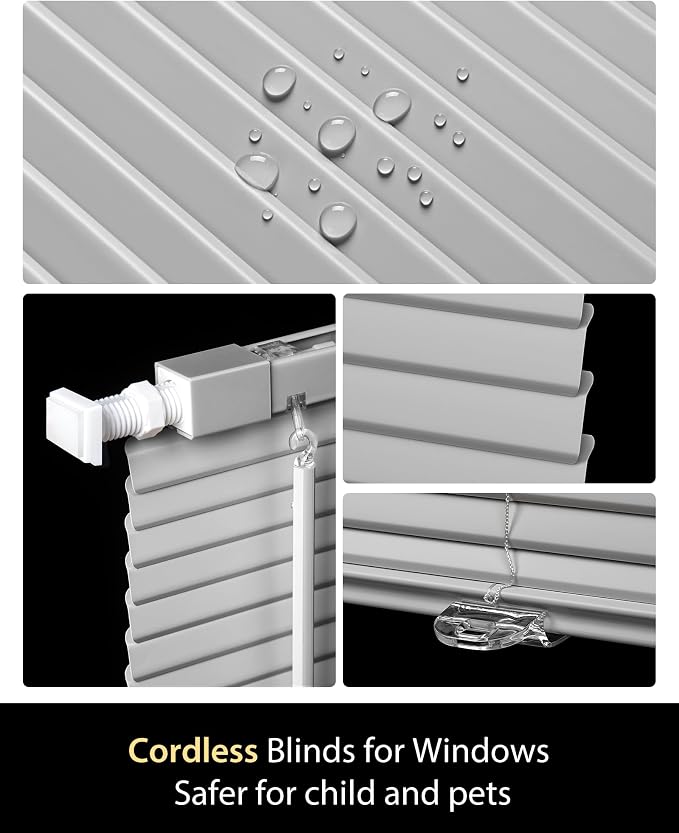 UNISHADES Custom No Tools No Drill Cordless Mini Blinds, 100% Privacy L-Shaped - Image 4