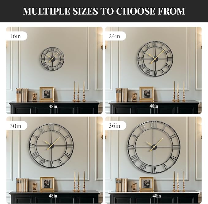 Cuspin 24 Inch Large Wall Clock, Silent Non Ticking Battery Operated Round - Image 6