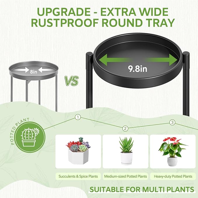 iDavosic.ly 6 Tier Large Plant Stand Indoor with 10 Inch Wide Tray, Tiered Corner Metal Outdoor Flower Display Holder Shelf, Folding Tall Rack for Patio Porch Living Room, Modern Black