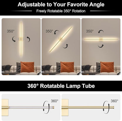 Battery Operated Wall Sconce, 3000K-6000K Dimmable Gold Wall Lights - Image 7