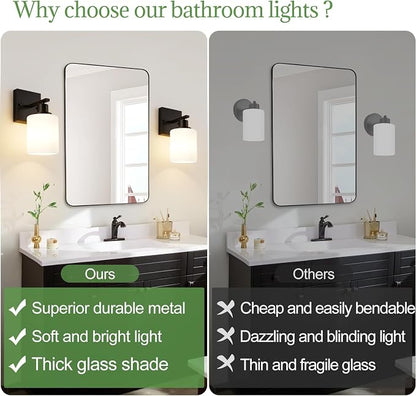 MOKATNG Set of 2 Wall Sconces for Bathroom, Bathroom Wall Lamp for Mirror - Image 2