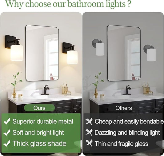 MOKATNG Set of 2 Wall Sconces for Bathroom, Bathroom Wall Lamp for Mirror - Image 2