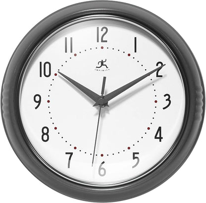Infinity Instruments LTD. Retro Round Aluminum Wall Clock, Oyster Grey by InfinityInstruments