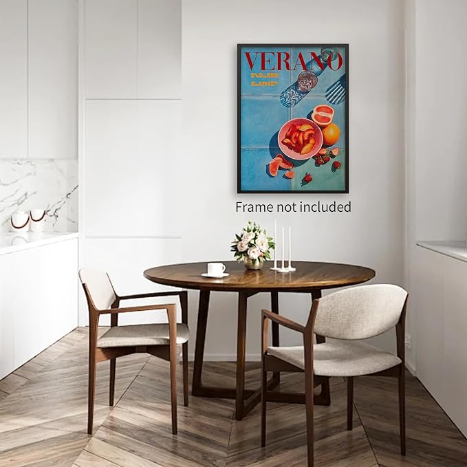 jkahh Minimalist Blue Retro 70s Posters Summer Orange Fruit Wall Art Trendy - Image 5