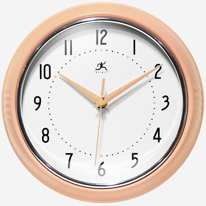Infinity Instruments Retro 9.5 Inch Round Indoor Wall Clock, Peach Fuzz by InfinityInstruments