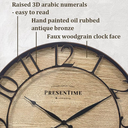 Presentime & Co 21" Farmhouse Series Wall Clock, Cottage Style, Vintage Design - Image 3