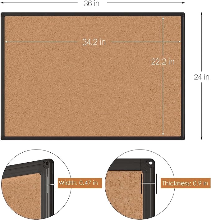 Cork Board Bulletin Board 24 x 36, Office Board - Image 5