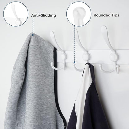 TICONN Wall Mounted Coat Rack, Five Heavy Duty Tri Hooks All Metal Construction - Image 4
