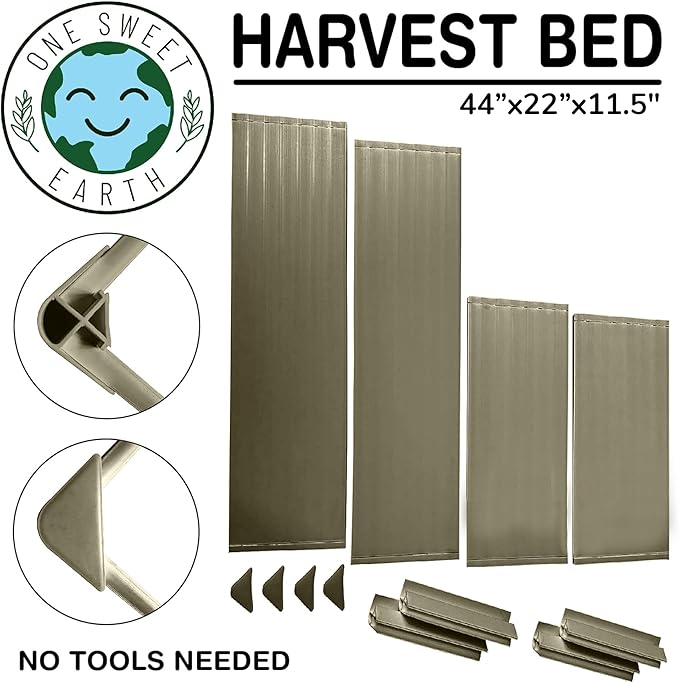 Raised Garden Bed - 2x4 ft Planter Box - Weathered Wood HDPE - No Tools Needed - DIY Kit for Urban Gardening, Flowers, Herbs & Vegetables - Made in The USA