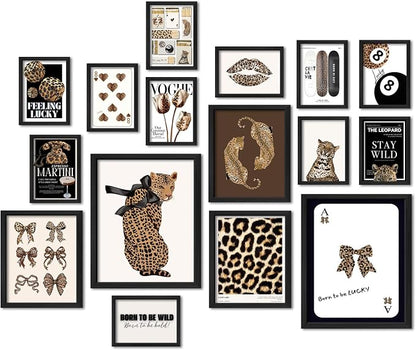 ANERZA 16 PCS Stockholm Style Room Decor, Cheetah Print Leopard Gallery Wall by ANERZA