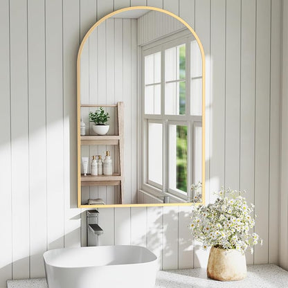 DUMOS Gold Metal Arch Vanity Rounded Rectangle Bathroom Mirrors by DumosLifestyle