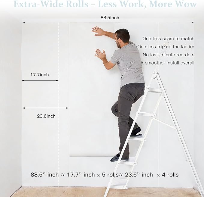 Dimoon 236''x23.6'' Peel and Stick Wallpaper White Contact Paper - Image 2