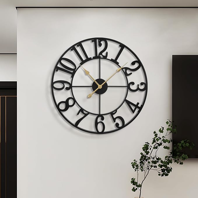 LEIKE Large Wall Clocks, Non Ticking, Battery Operated Rustic Round Modern Big - Image 5