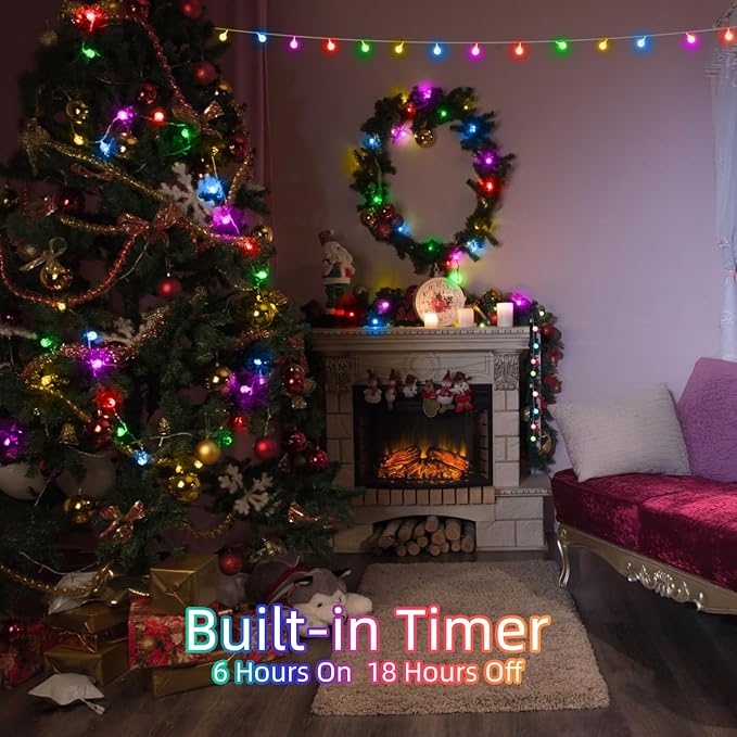 120 LED String Lights 40ft, 9 Lighting Modes Plug in Fairy String Lights for Bedroom Classroom Patio Garden Wedding Party Christmas Outdoor Indoor Decorations (Warm White to Multicolor)