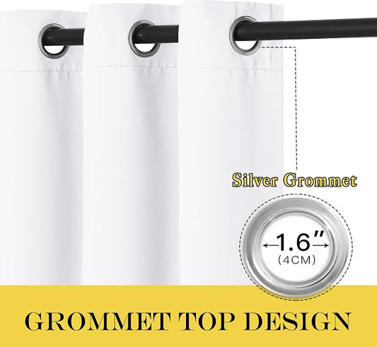 NICETOWN Room Darkening White Curtain 66 inches Long - Image 2
