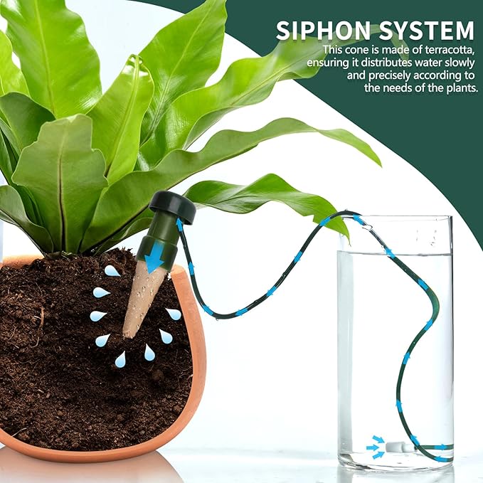 BYDOLL Plant Self-Watering Stakes Automatic Watering Terracotta Spikes for Indoor Outdoor Plants,Houseplant Insert Devices for Vacation use,Bonsai Drip Irrigation System (5 Pack)