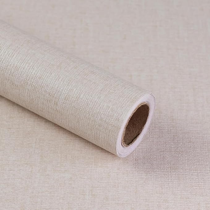 Beige Grasscloth Peel and Stick Wallpaper, Modern Textured Wallpaper 15.75inch by MANONIRIA