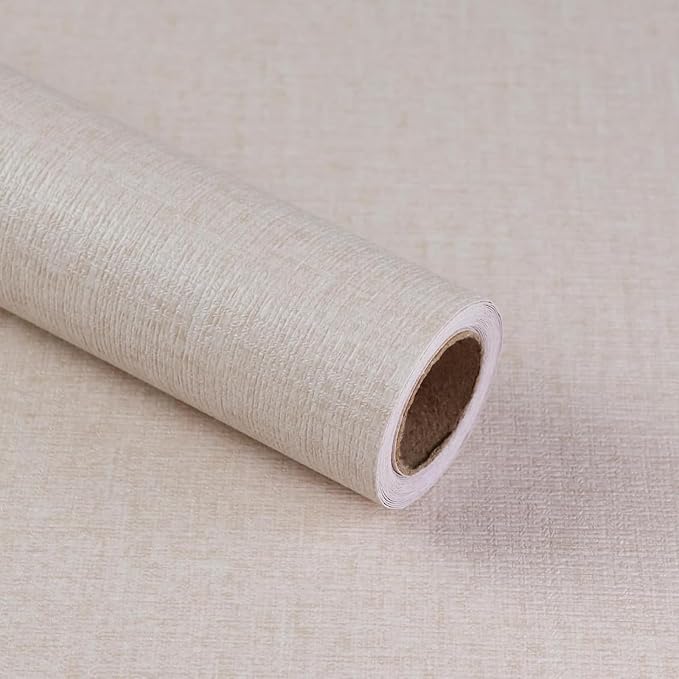 Beige Grasscloth Peel and Stick Wallpaper, Modern Textured Wallpaper 15.75inch by MANONIRIA