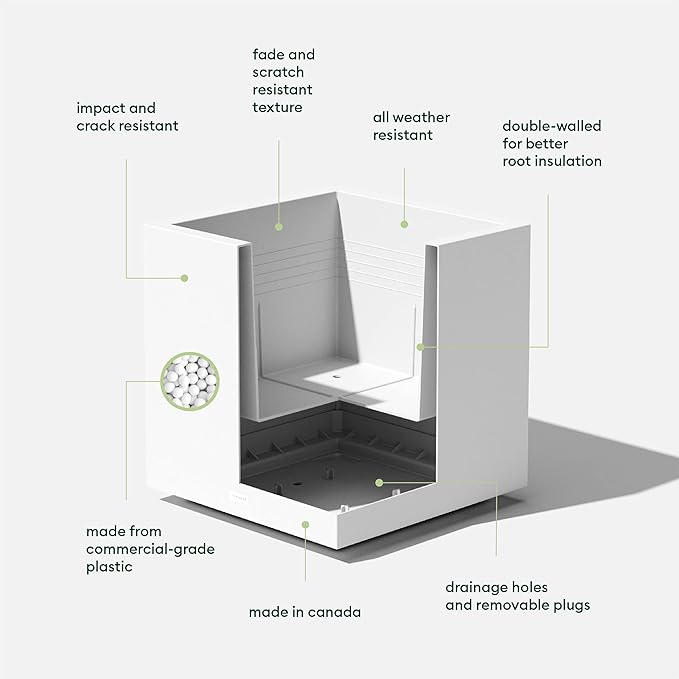 Veradek Block Series Cube Plastic Planter - Large Square Planter for Indoor or Outdoor Patio/Garden | Durable All-Weather Use with Drainage Holes | Modern Décor for Tall Plants, Trees, Flowers