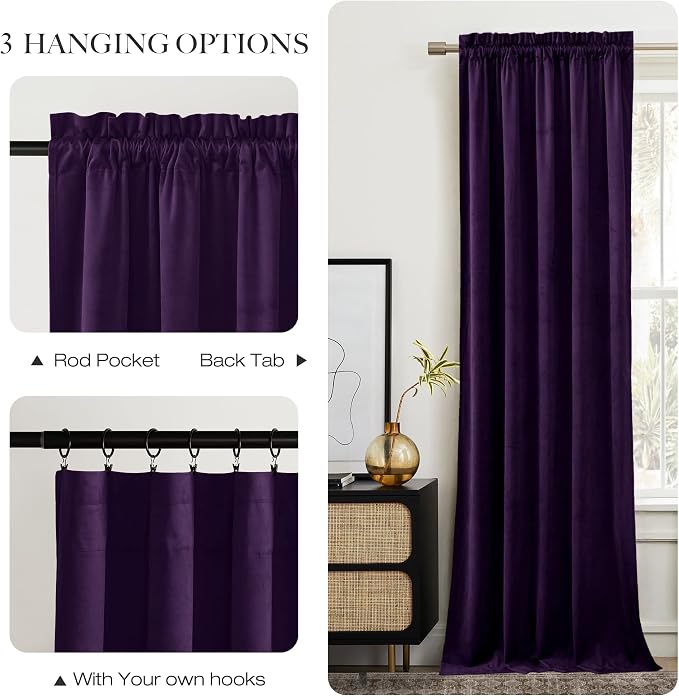 NICETOWN Purple Velvet Curtains 84 inches - Image 6
