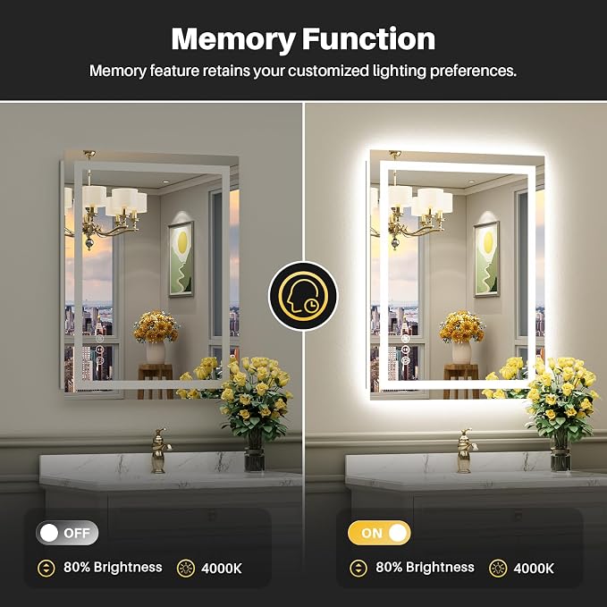 Briivue 36x32 Inch LED Bathroom Mirror - Image 6