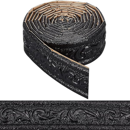 CRASPIRE 90x1.8in Peel Stick Foam Molding Black Baseboard Trim Self Adhesive by CRASPIRE