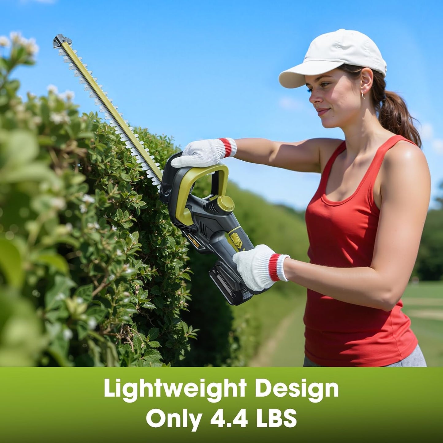 Hedge Trimmer for Dewalt 20V Battery, Cordless Hedge Trimmer with 22'' Dual-Action Blade, 1600RPM, 3/5'' Cutting Width, Rotatable Handle & Dual-Switch Design (Battery Not Included) (Green)