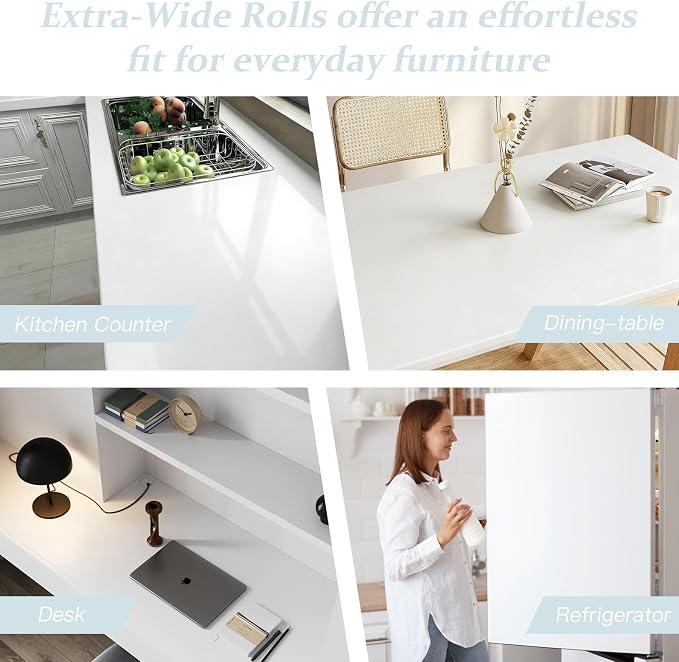 Dimoon 118''x23.6'' Peel and Stick Wallpaper White Contact Paper - Image 5